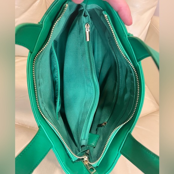 Anthropologie Faux Leather Woven Tote Crossbody Bag Green MSRP $100 - Picture 14 of 14